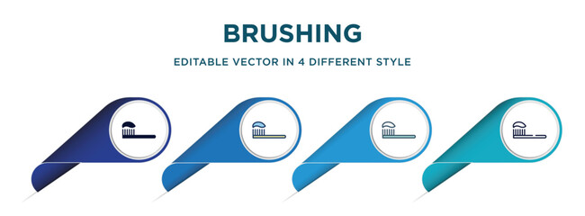 Poster - brushing icon in 4 different styles such as filled, color, glyph, colorful, lineal color. set of vector for web, mobile, ui