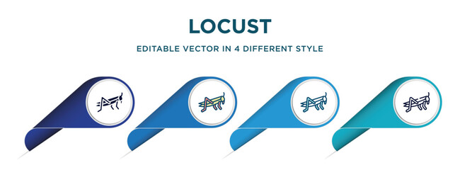Poster - locust icon in 4 different styles such as filled, color, glyph, colorful, lineal color. set of vector for web, mobile, ui