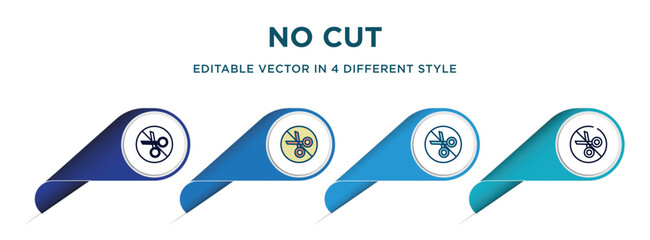 Poster - no cut icon in 4 different styles such as filled, color, glyph, colorful, lineal color. set of vector for web, mobile, ui