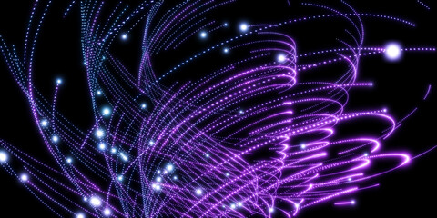 Poster - a vibrant purple abstract background with intricate lines and dots 3d render illustration