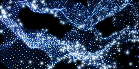 Poster - blue and white abstract background with glowing lights 3d render illustration