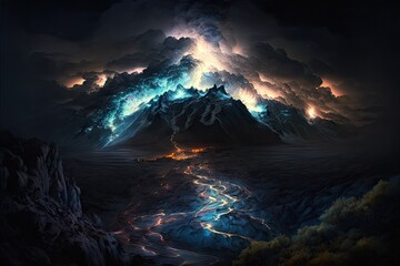 Wall Mural - night landscape view from sky beautiful night sky stars dark majestic. generative ai aig15.