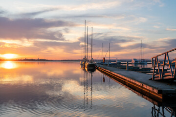 Wall Mural - romantic sunset over the marina