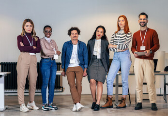 Portrait of successful group of business people at modern office.