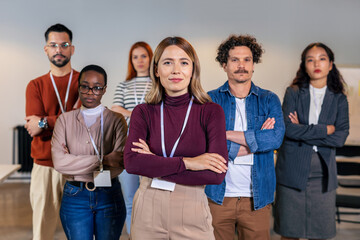 Portrait of successful group of business people at modern office.