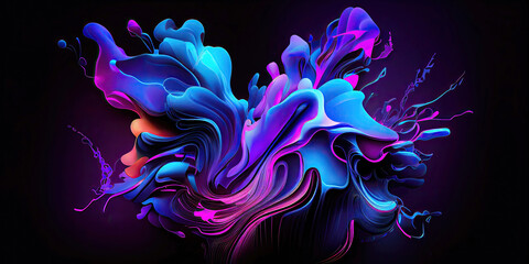 Wall Mural - Fluid neon abstract flow shape as wallpaper background (Generative AI)