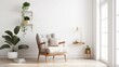 © RocknRoller Studios - Scandinavian livingroom Background. Contemporary Interior Design. Generative AI.