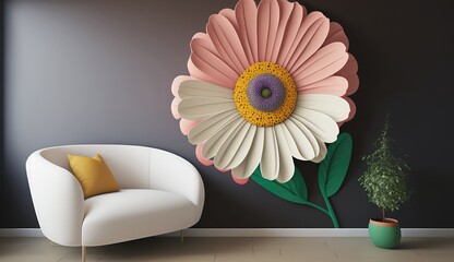 Wall Mural - living room chair decor flower on a wall