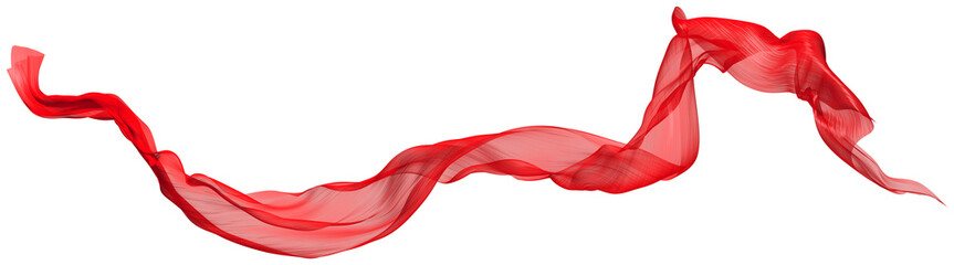 Wall Mural - Abstract wave flowing red fabric on transparent. 3d render