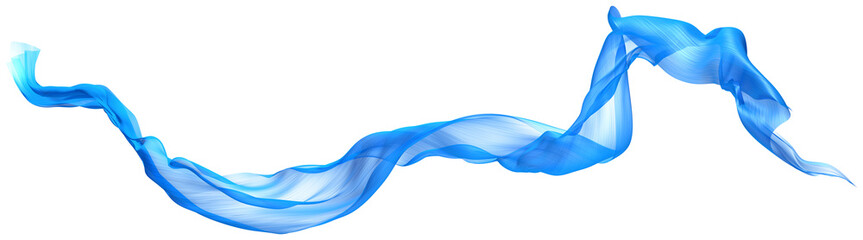Wall Mural - Abstract wave flowing blue fabric on transparent. 3d render