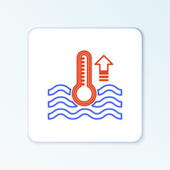 Poster - Line Water thermometer measuring heat and cold icon isolated on white background. Thermometer equipment showing hot or cold weather. Colorful outline concept. Vector