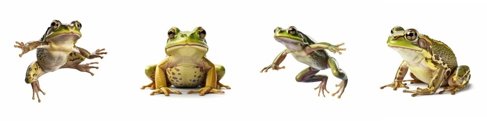 Wall Mural - animals reptiles amphibians frogs banner panorama long - collection of funny sitting, jumping, runni