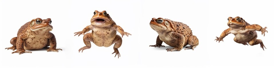 Wall Mural - animals reptiles amphibians toads banner panorama long - collection of funny sitting, jumping, runni