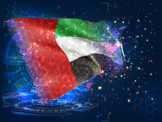 Wall Mural - United Arab Emirates,  vector flag, virtual abstract 3D object from triangular polygons on a blue background
