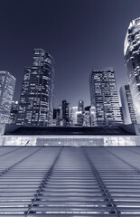 Poster - Modern office building and skyline in downtown district of Hong Kong city at dusk