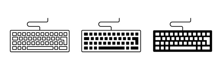 Keyboard icon vector set. Outline computer keyboard symbol