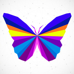 Wall Mural - Abstract butterfly of colorful triangles, polygonal geometric structure. Vector design