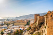 The Alcazaba of Almeria, a fortified complex in southern Spain, constrution of defensive citadel. Almeria, Andalusia, Spain.