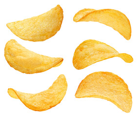 Wall Mural - Collection of delicious potato chips, cut out