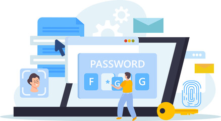 Wall Mural - Password Data Protection Composition