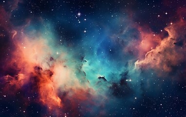 Wall Mural - Far being shone nebula and star field against space  Element background. Generative AI