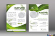 © Yuni25 - Green eco flyer, poster, brochure, magazine, annual report, booklet, cover banner template. Modern green leaf, environment design. Size A4 CMYK Vector illustration