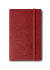 Poster - Dark red closed notebook isolated on white