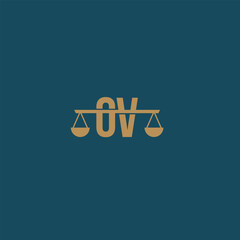 Initial OV scale law firm logo, Justice logo, attorney logo, lawyer VO vector icon