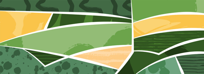 Wall Mural - abstract aesthetic eco green collage banner design. organic nature shape vector illustration. agricu