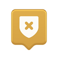 Poster - Decline shield button cross mark wrong unsend defense virtual guard 3d realistic speech bubble icon