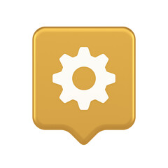 Poster - Cog gear button web technology setting repair business interface 3d realistic speech bubble icon