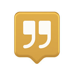 Poster - Quotes mark button chat comment cyberspace conversation dialogue 3d realistic speech bubble icon