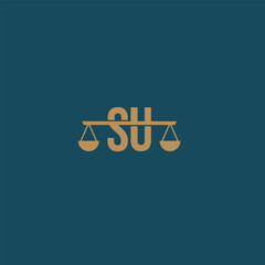 Initial SU scale law firm logo, Justice  logo, attorney logo, lawyer US vector icon