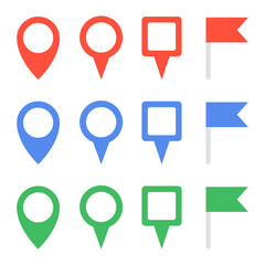 Poster - Collection of simple colored map markers. Vector.
