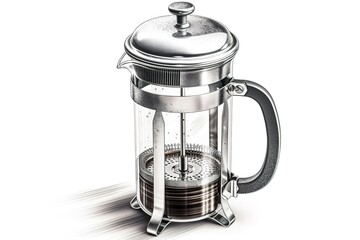 Poster - french press isolated on white background. Generated by AI