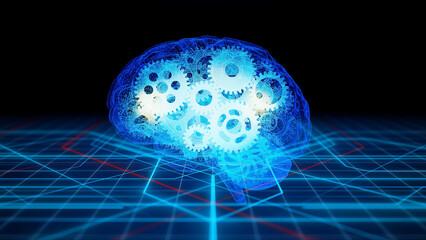 Poster - AI (Artificial Intelligence) concept. Deep learning. Electronic circuit.