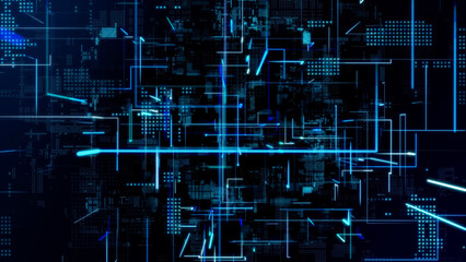 Poster - Electronic circuit. Digital transformation. Communication network.