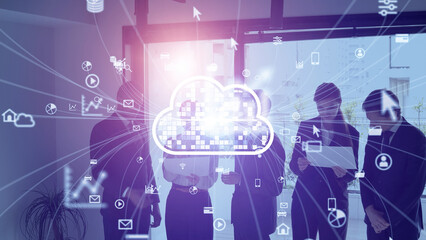 Aufkleber - Communication network concept. Group of businessperson in the office.