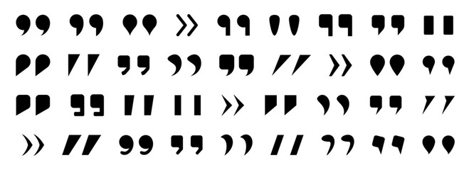 Poster - Black quote bracket icon collection. Set of black bracket quote symbol