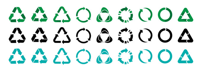 Poster - Recycling arrow symbol collection. Set of recycle arrow icons
