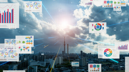 Aufkleber - Electronic Document concept. Electronic application. Data analysis. Digital transformation.