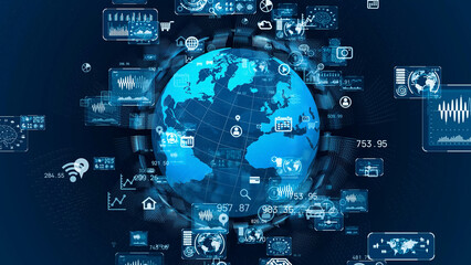 Poster - Global communication network concept. Digital transformation.
