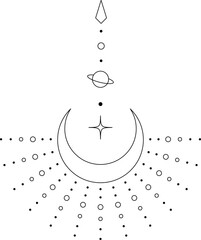 Wall Mural - abstract celestial line art. minimal boho linear symbols. celestial mystic element. vector line art 