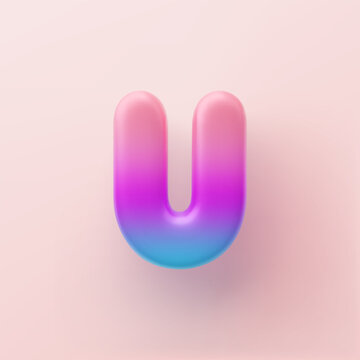 3D Colorful Gradient letter U on a light background