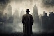 © nsit0108 - American man look at fog city. Generate Ai