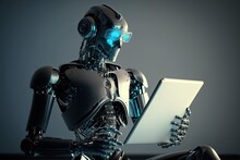 Robot Hominoid Using Tablet Computer For Engineering Science Studying Using AI Thinking Brain, Artificial Intelligence And Machine Learning Process For 4th Industrial Revolution