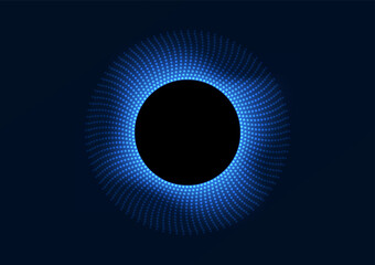Fototapete - Abstract background technology Shows processors fetching information through the Internet of Technology as quickly as a black hole that devours everything. circle with dots scattering sides