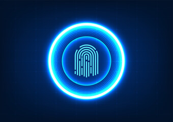 Poster - Technology background smart fingerprint technology Technology that helps secure access to important information of individuals or even organizations. It is popular to protect data in smartphones.