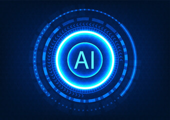 Poster - Technology background artificial intelligence in the technology circle represents an artificial intelligence technology system that helps to work quickly can work for us the technology of the future