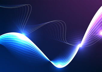 Poster - Abstract background technology Modern communication technology allows users to communicate long distances quickly. via the Internet signal network system Use lines to make waves overlapping.